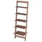 5 Tier Wooden Bookshelf Ladder Design Walnut Finish Storage Display 50" Tall